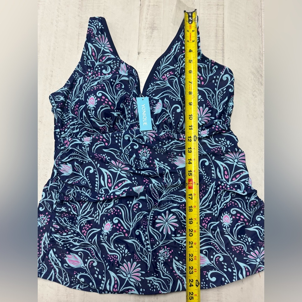 Yonique Plus Size Tummy Control Tankini with Boyshorts Athletic Swimwear - Picture 11 of 14